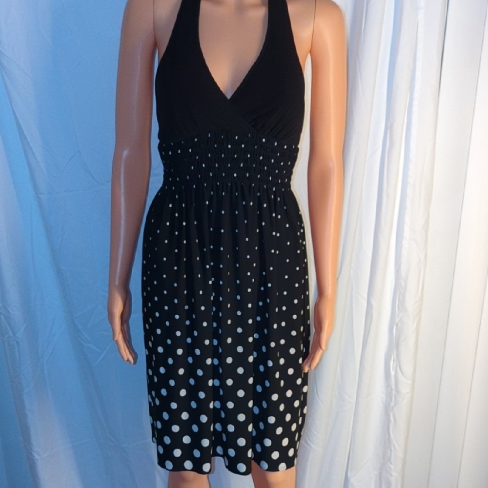 City Triangles Black and White Halter Polka Dot Sundress